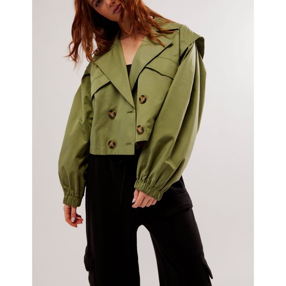 Free People Jackets & Blazers - FREE PEOPLE Looking Glass Trench Coat / Loden Green